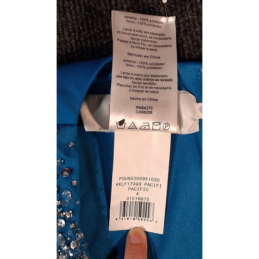 DAVID'S BRIDAL  long beaded u neck dress with ruched waist color: pacific SZ 2 - Picture 5 of 9